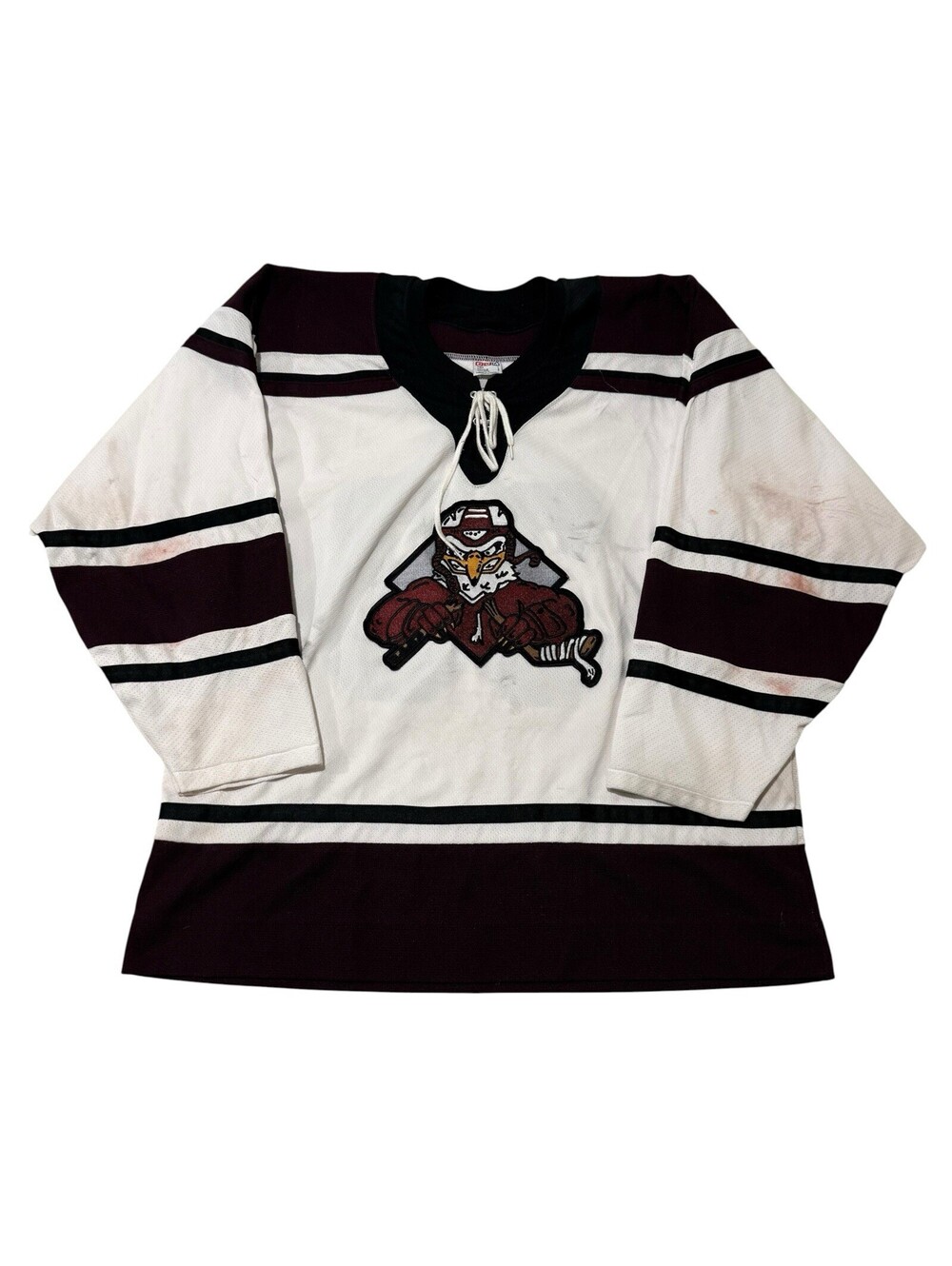 Vintage Rare Adirondack Ice Hawks CCM Hockey Jersey L UHL Game Men’s